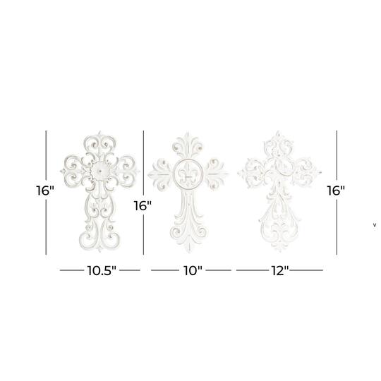 Set of 3 White Wood Traditional Wall Decor 11", 10"